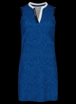 Abby Sleeveless Dress, Hexagon Blue