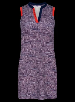 Abby Sleeveless Dress, Hexagon Red