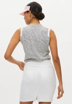 Abby Sleeveless Top, Hexagon Beige