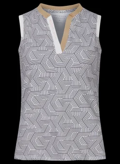 Abby Sleeveless Top, Hexagon Beige