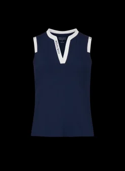 Abby Sleeveless Top, Navy/White