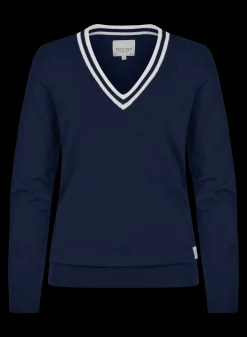 Adele Knitted Sweater, Navy/White