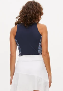 Bonnie Printed Sleeveless, Logo Blue