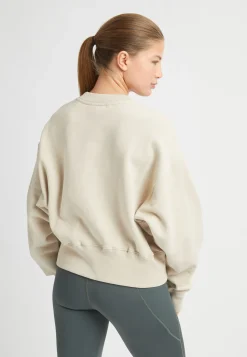 Cotton Cropped Sweatshirt, Peyote Beige