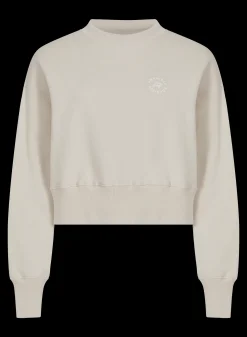 Cotton Cropped Sweatshirt, Peyote Beige