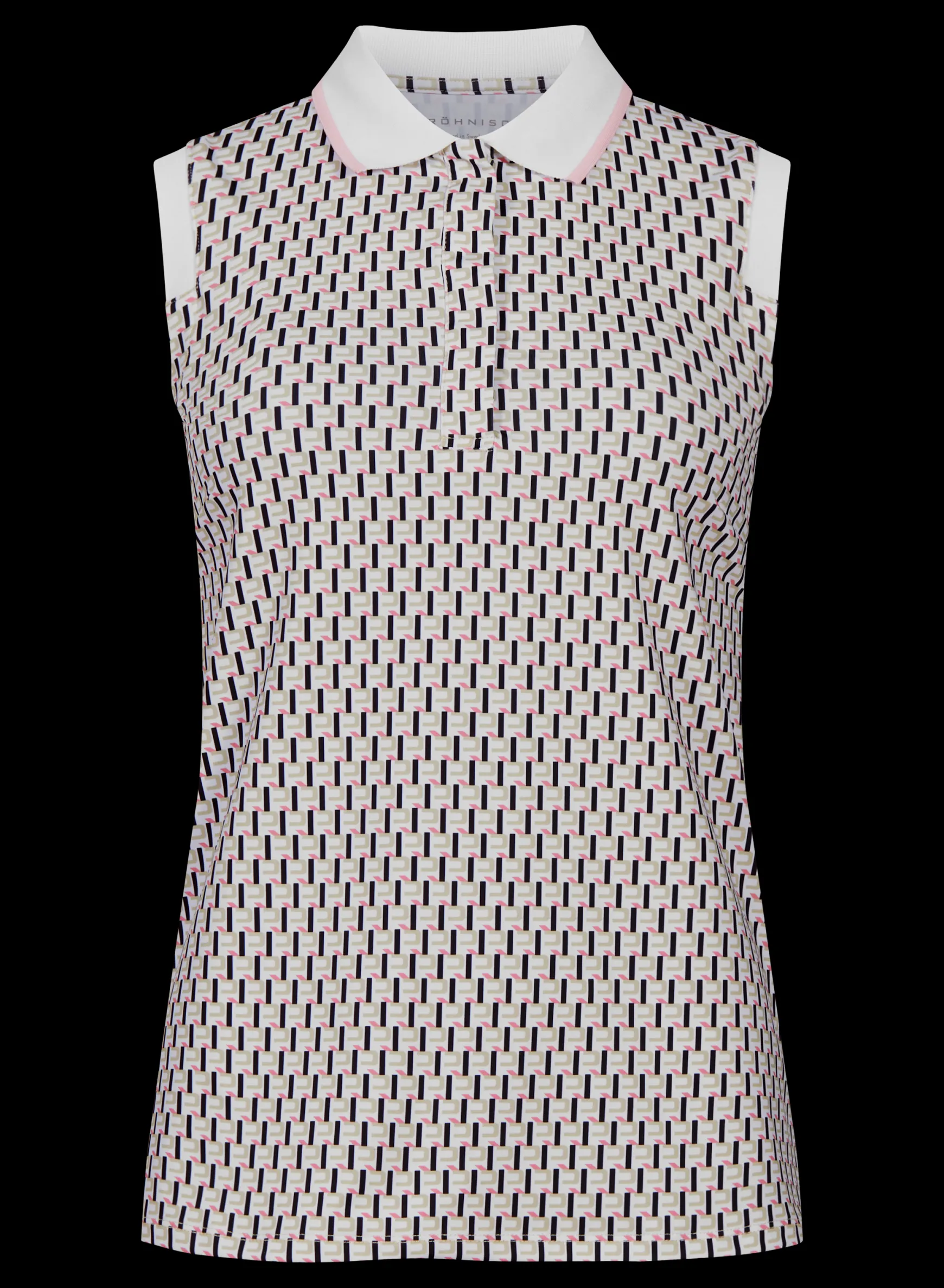 Deni Sleeveless Poloshirt, Logo Beige