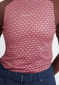 Ellie Brushed LS Top, Carmine Rose Retro Mono