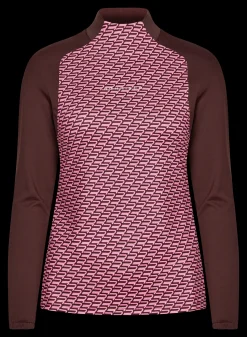 Ellie Brushed LS Top, Carmine Rose Retro Mono