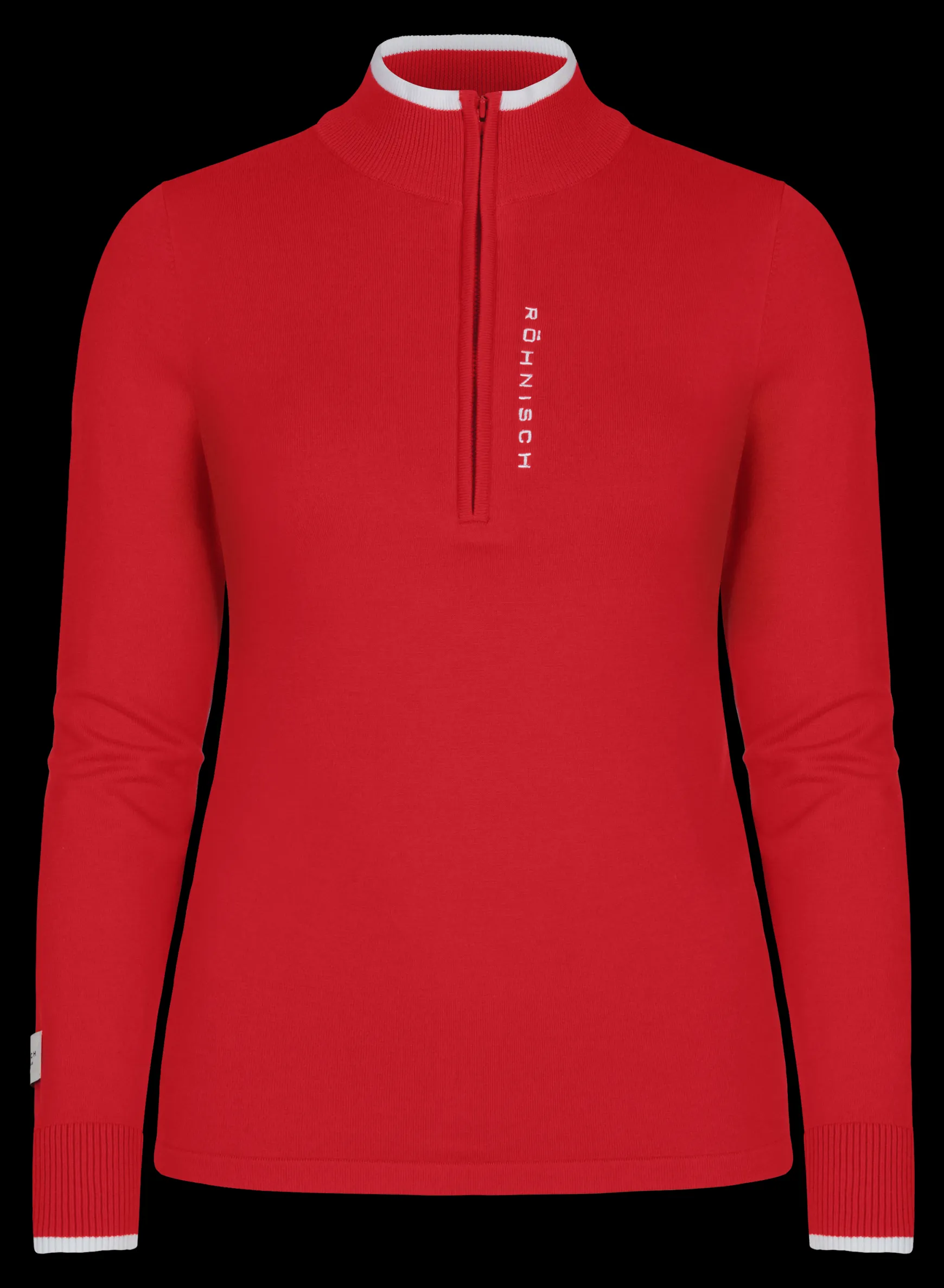 Knitted Half Zip, Flame Scarlet