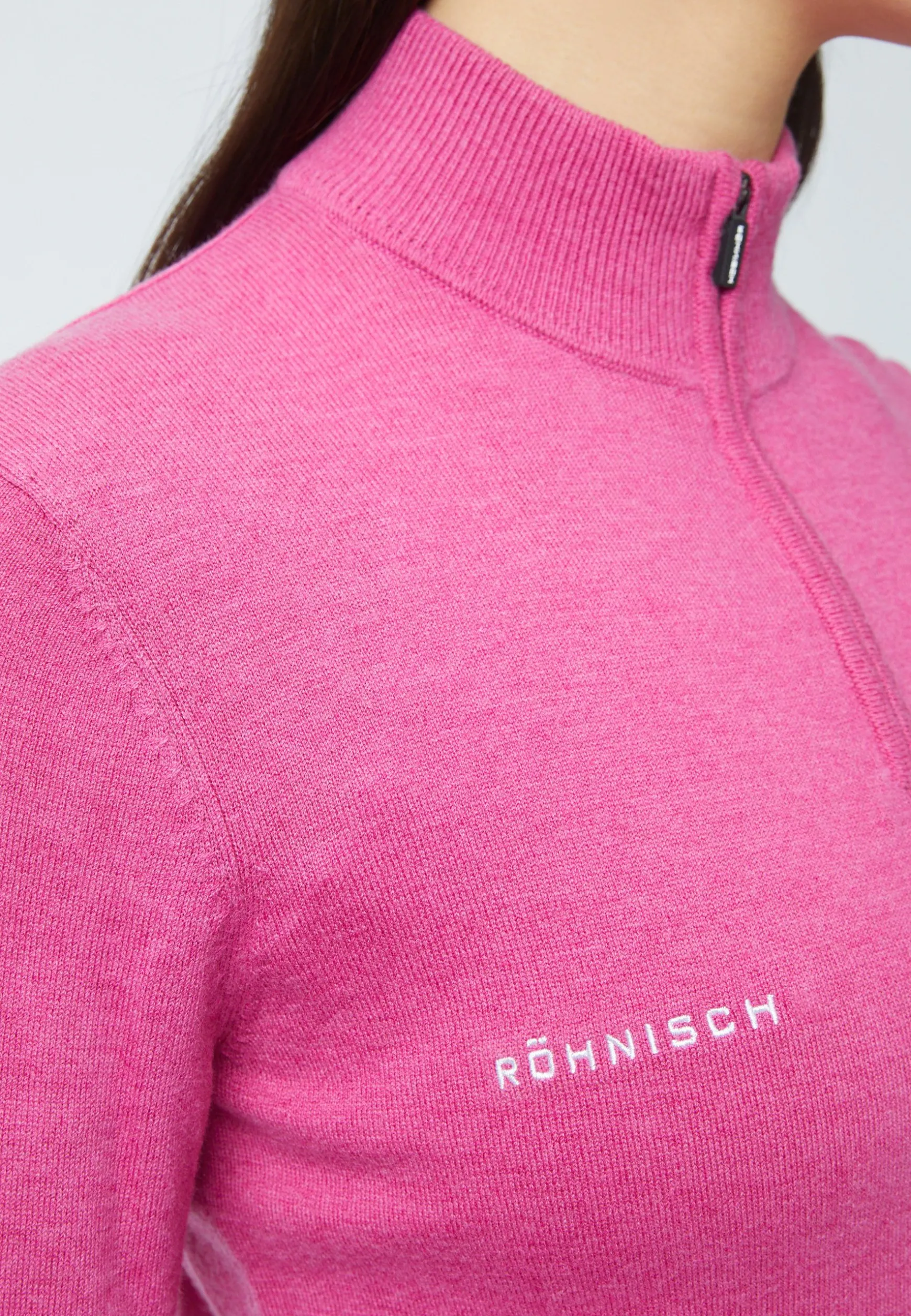 Kora Knitted Half Zip, Carmine Rose