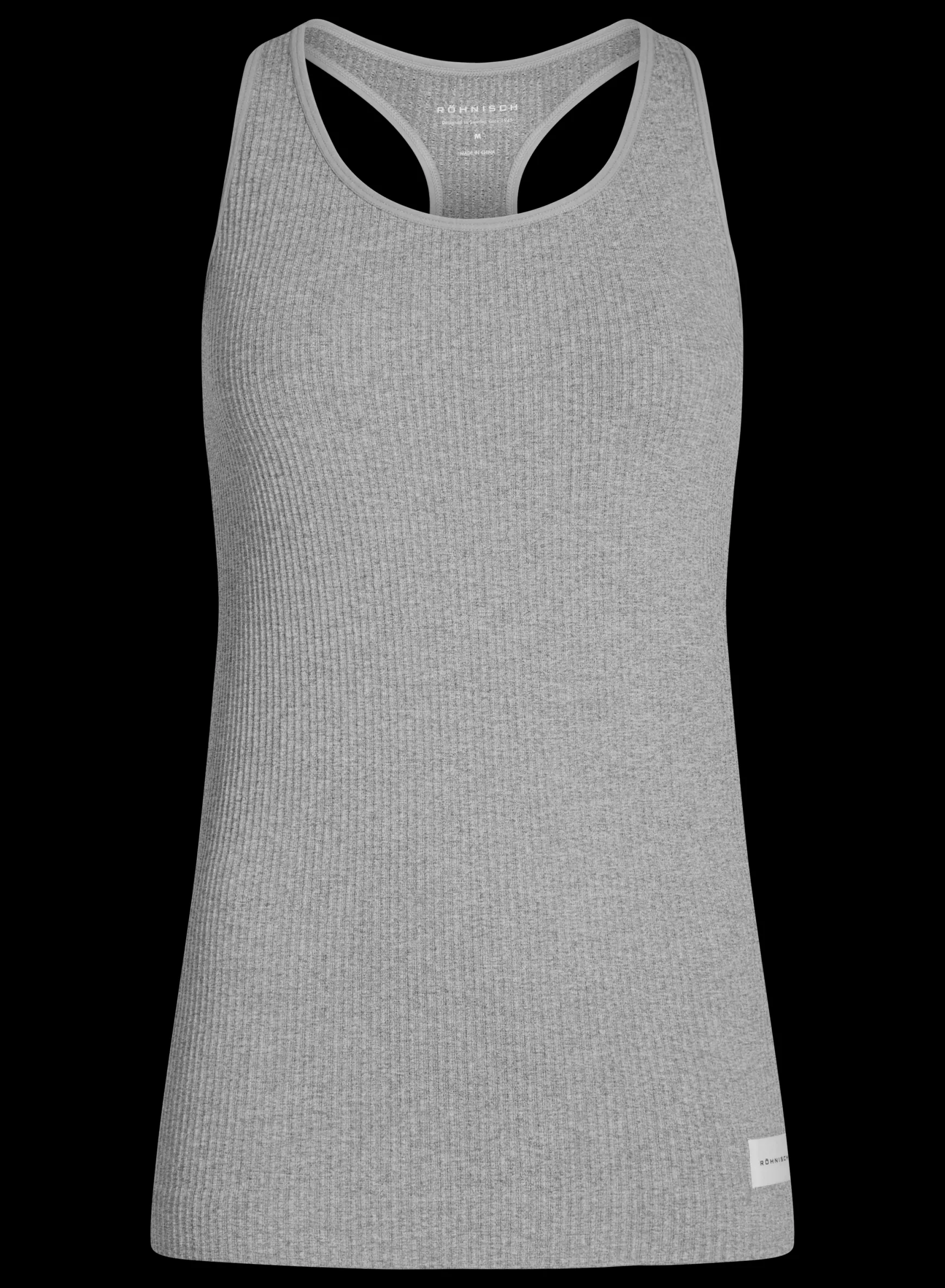 Micro Rib Singlet, Grey Melange