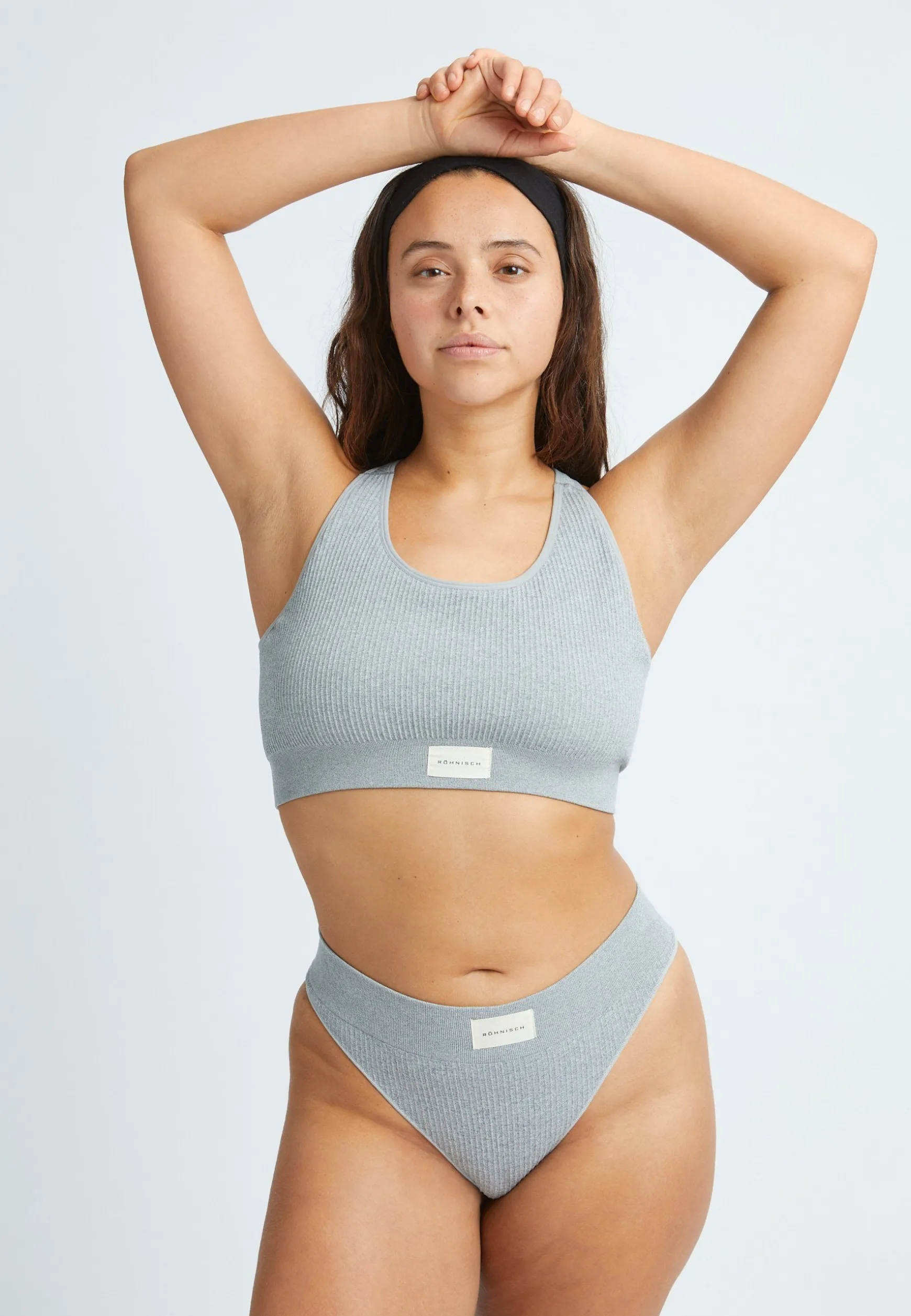 Micro Rib String, Grey Melange