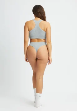 Micro Rib String, Grey Melange