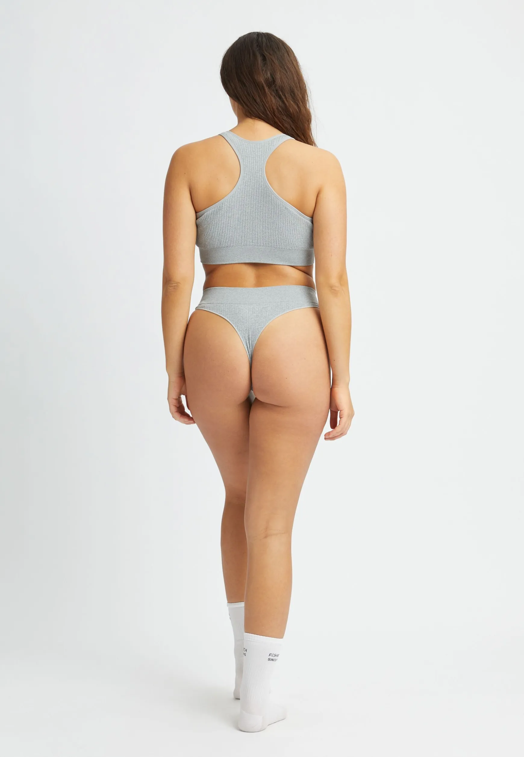 Micro Rib String, Grey Melange