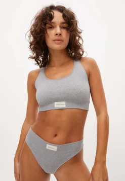 Micro Rib String, Grey Melange