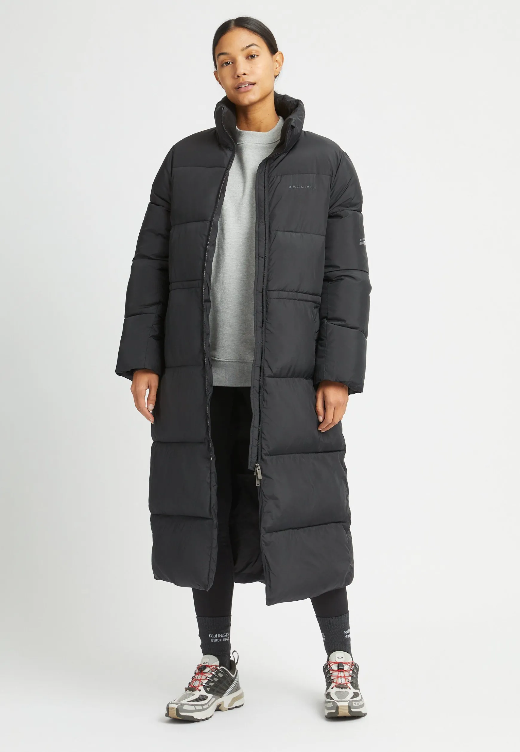 Pebble Drawstring Coat, Black