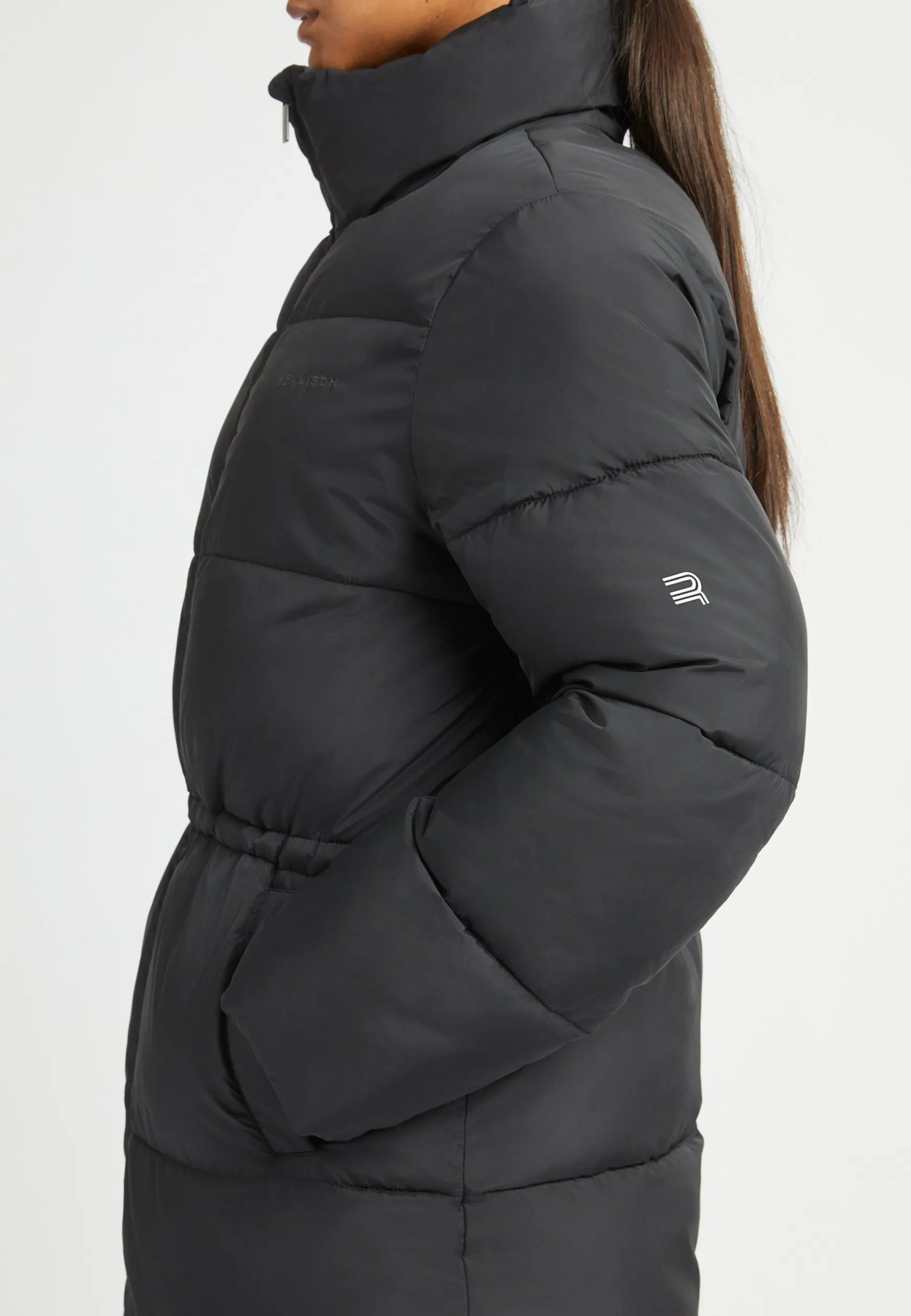 Pebble Drawstring Coat, Black