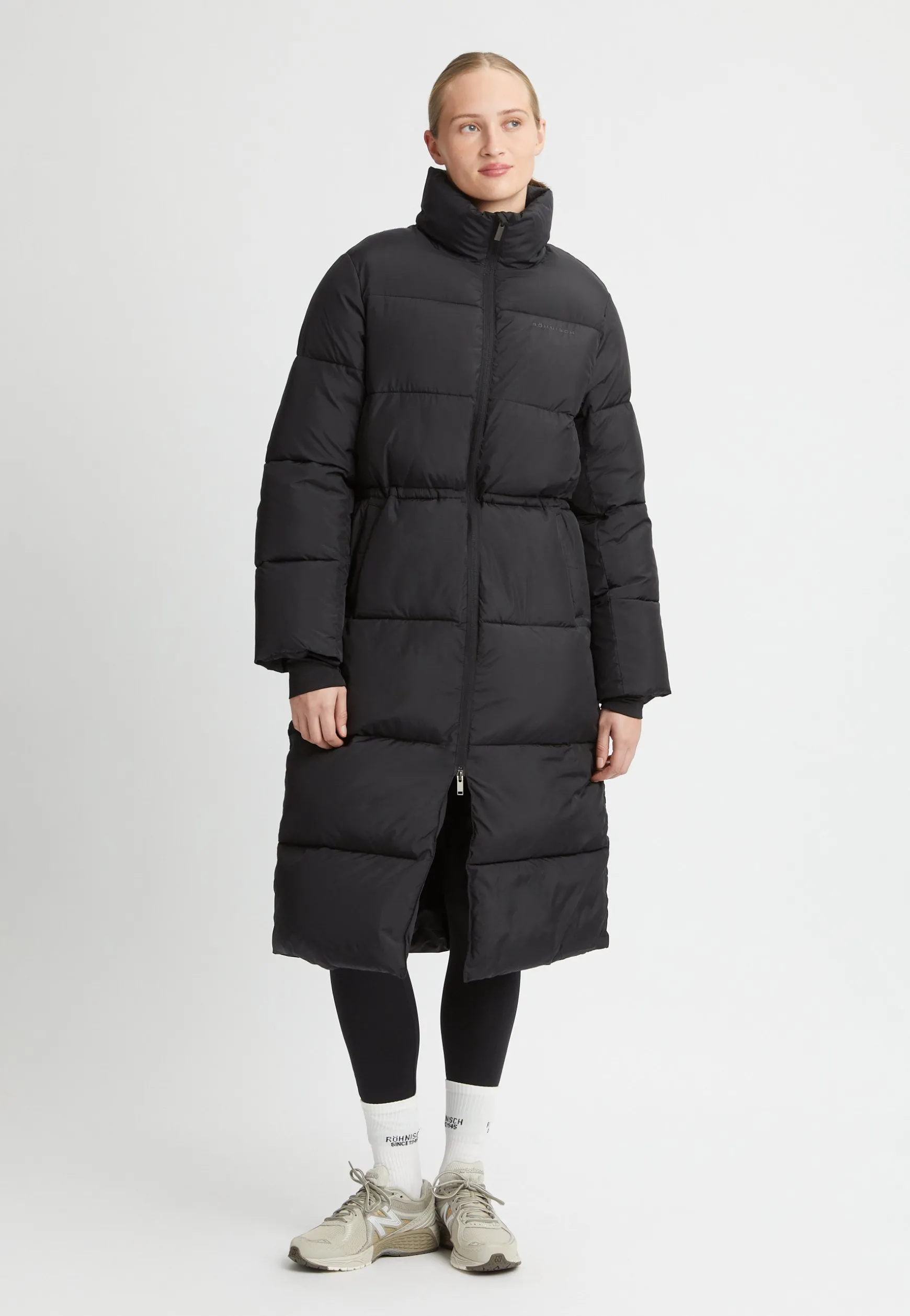 Pebble Drawstring Coat, Black