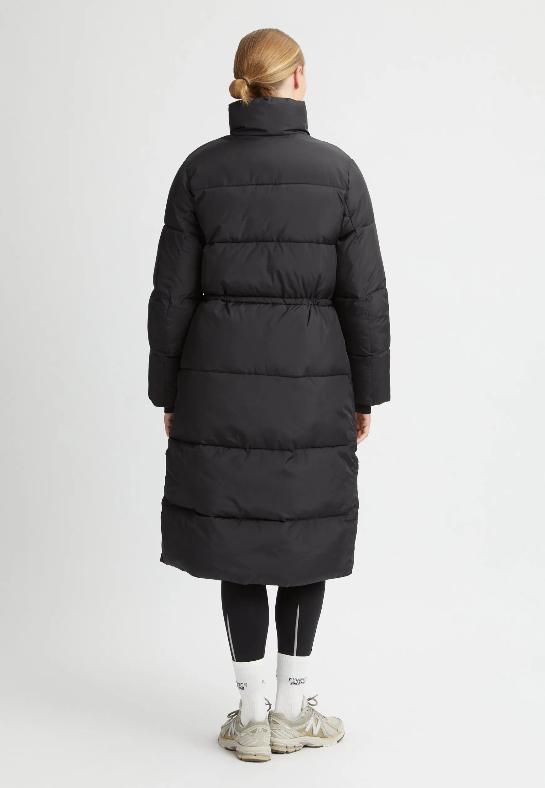 Pebble Drawstring Coat, Black